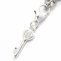 Schlüssel Zirkon Charm Anhänger aus Silber