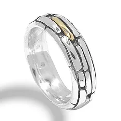 Ring aus oxidiertem Sterlingsilber mit 8 Karat Gold