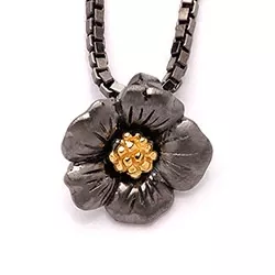 Dark Harmony Blumen Blumenanhänger aus schwarzes rhodiniertes Silber und vergoldetem Sterlingsilber