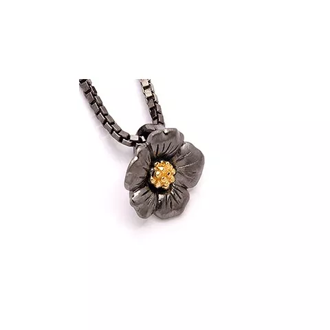 Dark Harmony Blumen Blumenanhänger aus schwarzes rhodiniertes Silber und vergoldetem Sterlingsilber