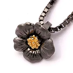 Dark Harmony Blumen Blumenanhänger aus schwarzes rhodiniertes Silber und vergoldetem Sterlingsilber