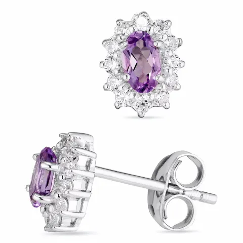 Rosette violettem Amethyst Ohrstecker in Silber