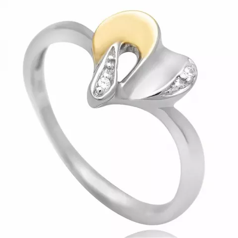 Herz Zirkon Ring aus Silber mit vergoldetem Sterlingsilber