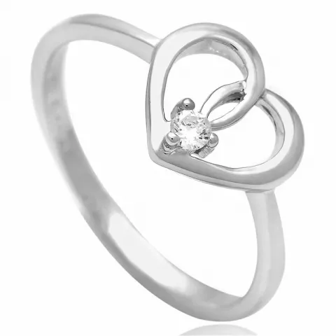 Einfacher Herz Zirkon Ring aus Silber