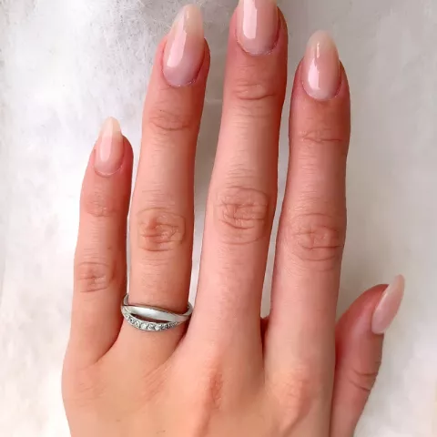 Sandgestrahlter weißem Zirkon Ring aus Silber
