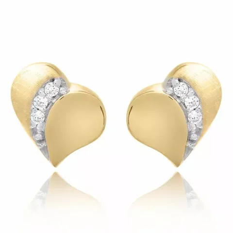 Weißer und matter Herz Ohrringe in vergoldetes silber mit rhodinierung