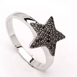 Stern Ring aus rhodiniertem Silber