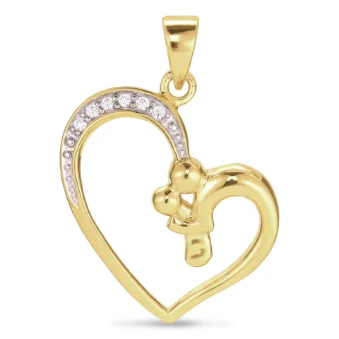 Herz Mutter und Tochter Anhänger aus vergoldetem Sterlingsilber