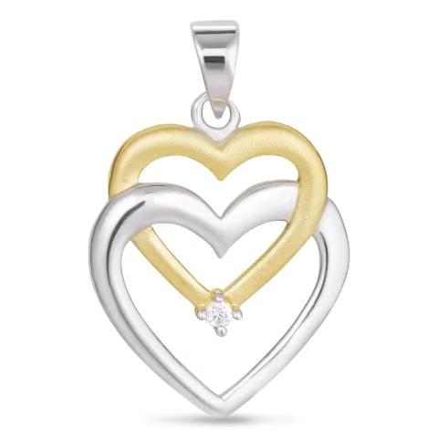 doppeltes Herz Anhänger aus vergoldetem Sterlingsilber und Silber