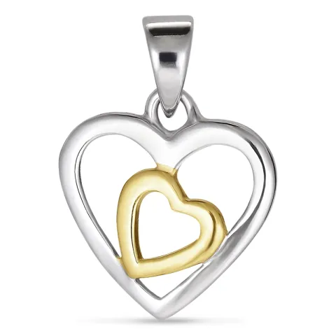 doppeltes Herz Anhänger aus vergoldetem Sterlingsilber und Silber
