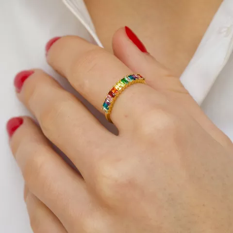 mehrfarbigem Ring aus vergoldetem Sterlingsilber