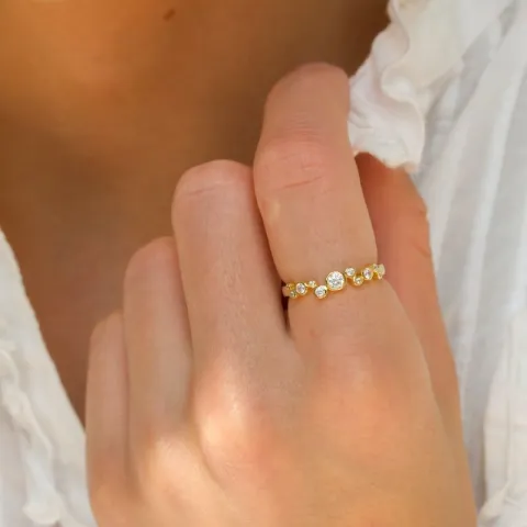 weißem Zirkon Ring aus vergoldetem Sterlingsilber - Bubbly Sparkle