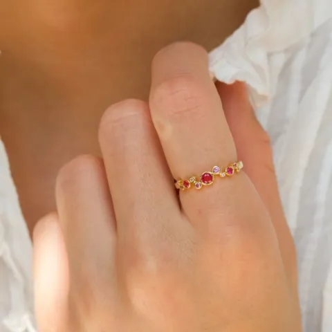 pink Zirkon Ring aus vergoldetem Sterlingsilber