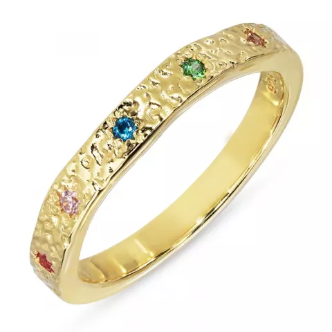 mehrfarbigem Zirkon Ring aus vergoldetem Sterlingsilber