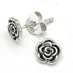 Rose Ohrringe in oxidiertem Sterlingsilber