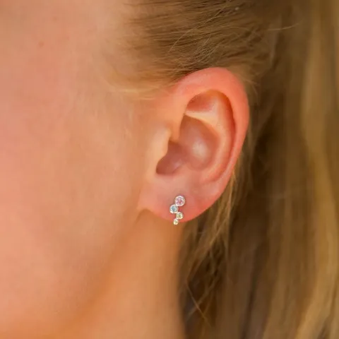 mehrfarbigen Zirkon Ohrstecker in Silber - Bubbly Twist