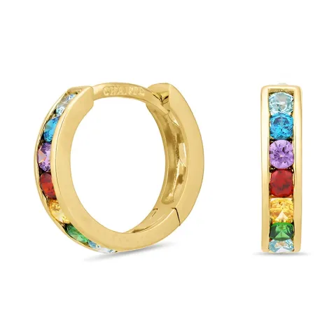 mehrfarbigen Zirkon Kreole in vergoldetem Silber