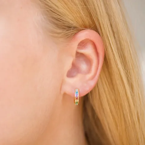 mehrfarbigen Zirkon Kreole in vergoldetem Silber