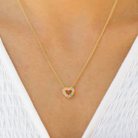 Herz mehrfarbigem Zirkon Anhänger aus vergoldetem Sterlingsilber