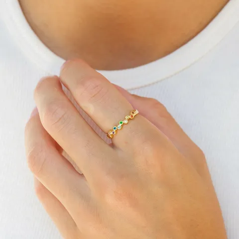 mehrfarbigem Zirkon Ring aus vergoldetem Sterlingsilber