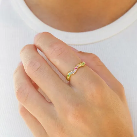 mehrfarbigem Zirkon Ring aus vergoldetem Sterlingsilber