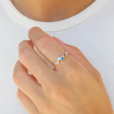 mehrfarbigem Zirkon Ring aus Silber - Bubbly Twist