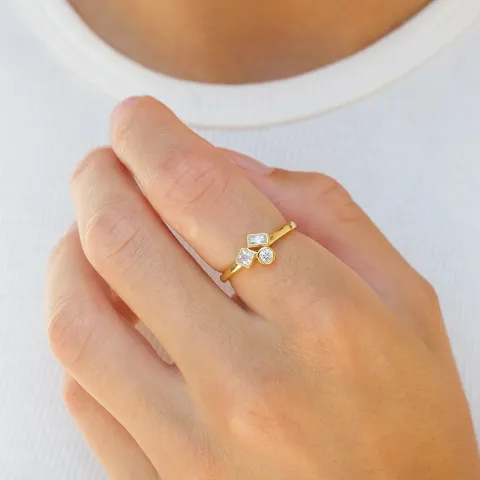 weißem Zirkon Ring aus vergoldetem Sterlingsilber