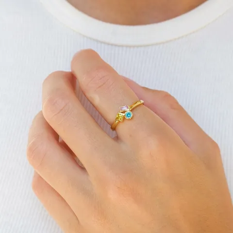 mehrfarbigem Zirkon Ring aus vergoldetem Sterlingsilber