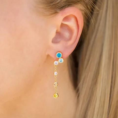 lange mehrfarbigem Zirkon Ohrringe in vergoldetem Sterlingsilber - Bubbly Twist