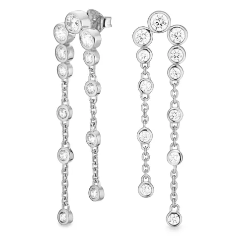 lange Zirkon Ohrringe in Silber - Bubbly Sparkle