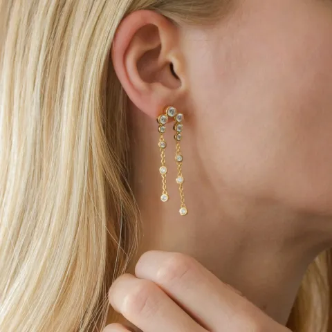 lange Zirkon Ohrringe in vergoldetem Silber - Bubbly Sparkle