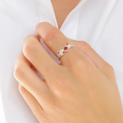 mehrfarbigem Zirkon Ring aus Silber - Bubbly Twist