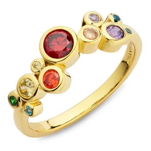 mehrfarbigem Zirkon Ring aus vergoldetem Sterlingsilber