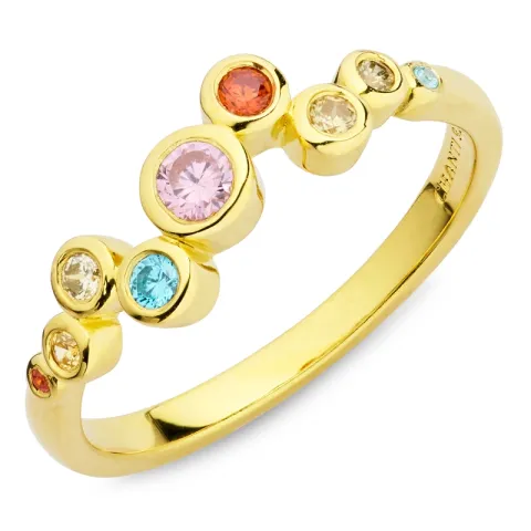 mehrfarbigem Zirkon Ring aus vergoldetem Sterlingsilber - Bubbly Twist