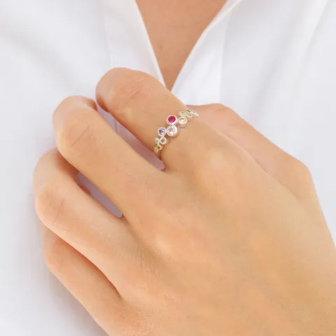 mehrfarbigem Zirkon Ring aus Silber - Bubbly Twist