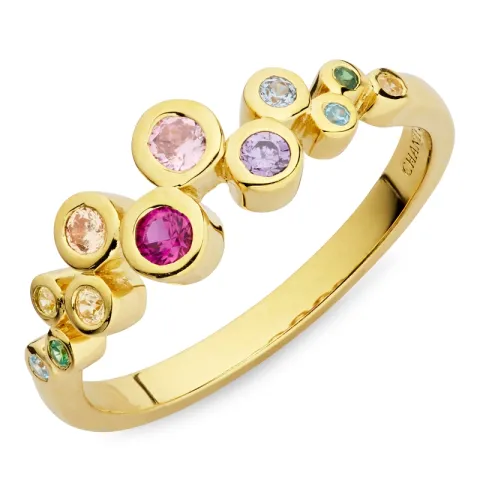 mehrfarbigem Zirkon Ring aus vergoldetem Sterlingsilber - Bubbly Twist