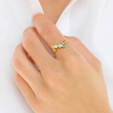 mehrfarbigem Zirkon Ring aus vergoldetem Sterlingsilber - Bubbly Twist