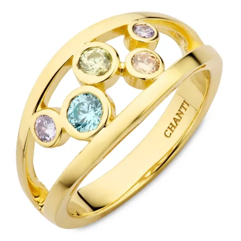 mehrfarbigem Zirkon Ring aus vergoldetem Sterlingsilber - Bubbly Twist