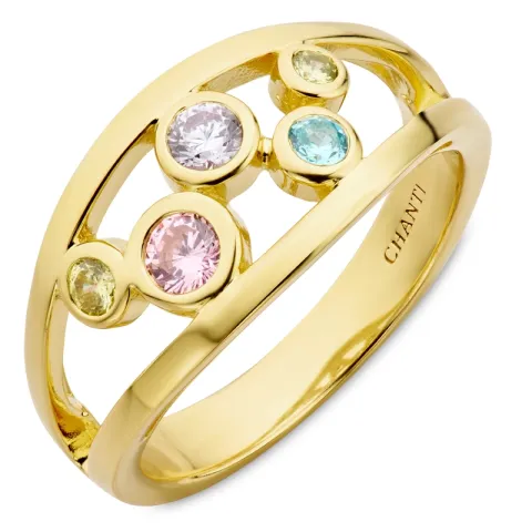 mehrfarbigem Zirkon Ring aus vergoldetem Sterlingsilber - Bubbly Twist