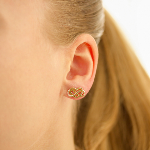 Herz infinity Ohrstecker in vergoldetem Silber - Amoré