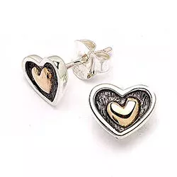 Herz Ohrringe in Silber mit 8 karat Gold