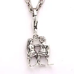 Zwillinge Sternzeichen Charm Anhänger aus oxidiertem Sterlingsilber