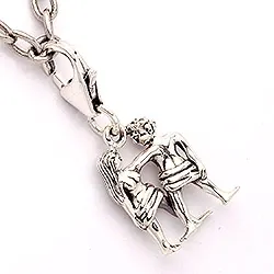 Zwillinge Sternzeichen Charm Anhänger aus oxidiertem Sterlingsilber