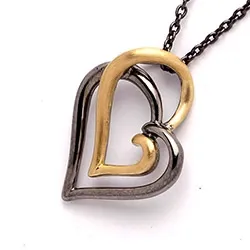 Dark Harmony Herz Anhänger aus schwarzes rhodiniertes Silber und vergoldetem Sterlingsilber