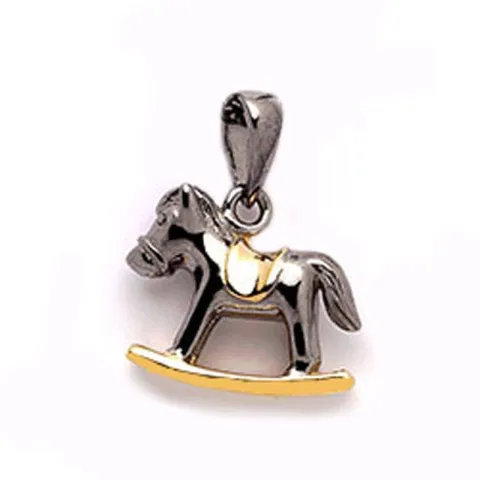 Pferde Anhänger aus schwarzes rhodiniertes Silber und vergoldetem Sterlingsilber
