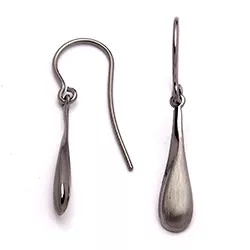 Lange Tropfen Ohrringe in schwarzes rhodiniertes Silber