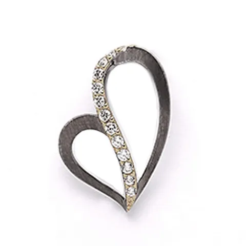 Dark Harmony Herz Anhänger aus schwarzes rhodiniertes Silber und vergoldetem Sterlingsilber