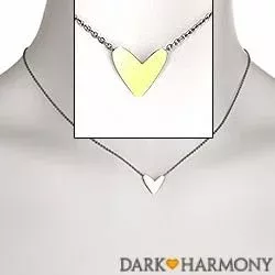 Herz Halskette aus schwarzes rhodiniertes Silber und Herzförmiger Anhänger aus vergoldetem Sterlingsilber