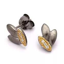 Dark Harmony Ohrringe in schwarzes rhodiniertes Silber mit vergoldetem Sterlingsilber