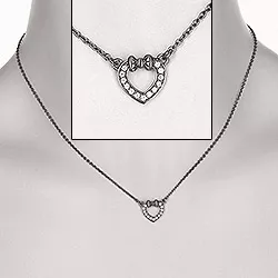 Herz Halskette aus schwarzes rhodiniertes Silber und Herzförmiger Anhänger aus schwarzes rhodiniertes Silber